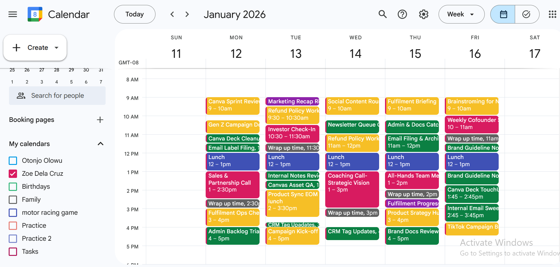 Calendar coordination sample