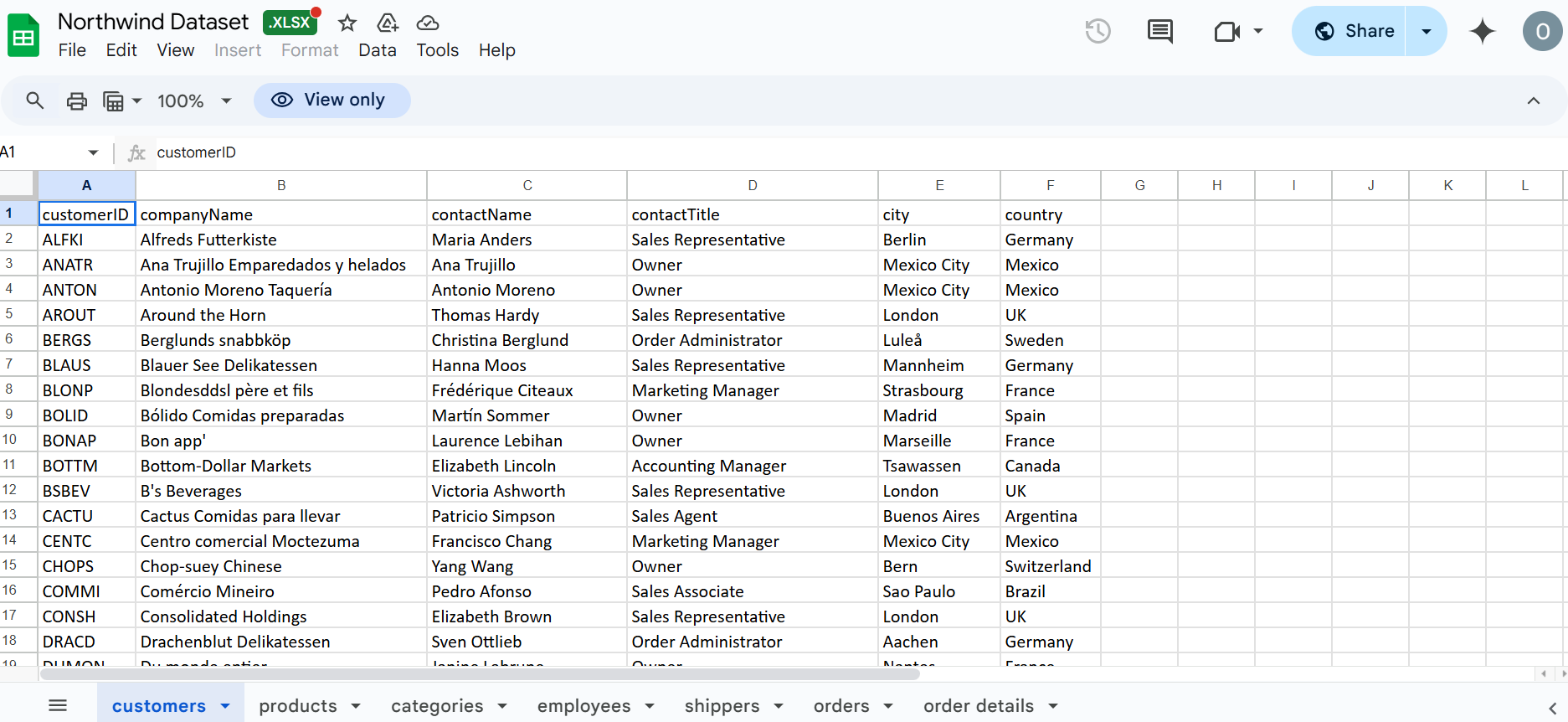 Spreadsheet data entry sample